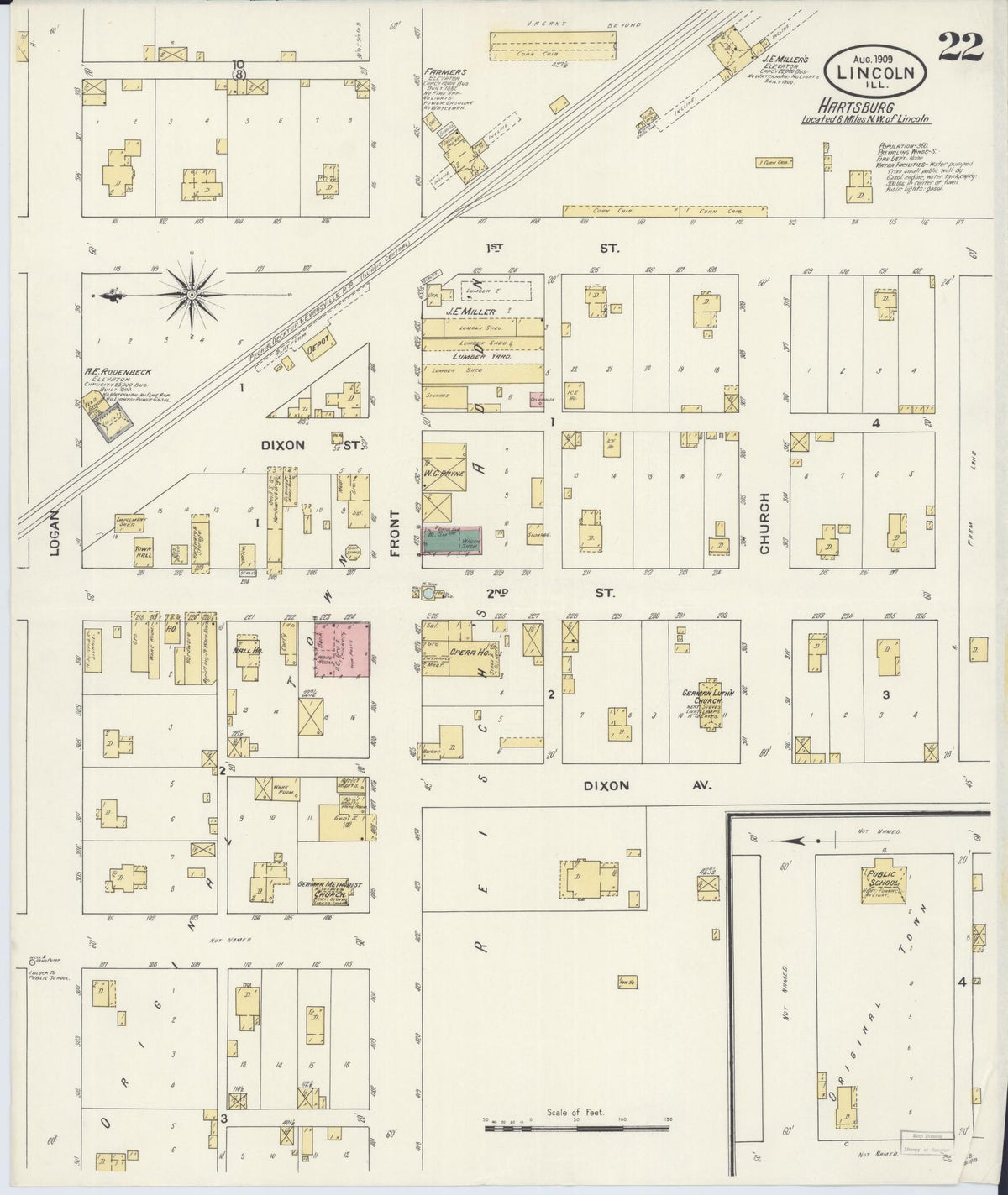 Sanborn Fire Insurance Map from Lincoln, Logan County, Illinois (1909), Sheet #0022 - Complete Map Set gallery image, historic Sanborn map, vintage wall art, Illinois Illinois