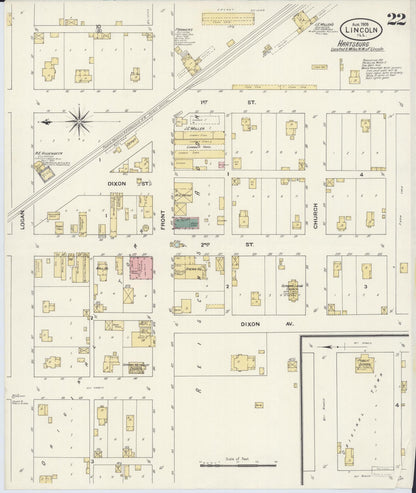 Sanborn Fire Insurance Map from Lincoln, Logan County, Illinois (1909), Sheet #0022 - Complete Map Set gallery image, historic Sanborn map, vintage wall art, Illinois Illinois