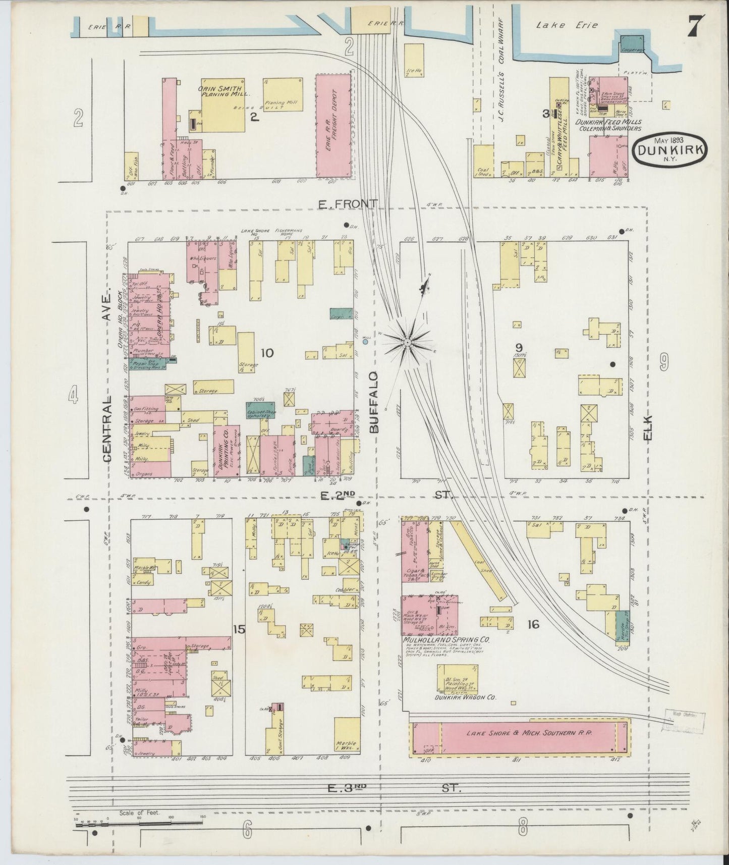 Sanborn Fire Insurance Map from Dunkirk, Chautauqua County, New York (1893), Sheet #0007 - Complete Map Set gallery image, historic Sanborn map, vintage wall art, New York New York