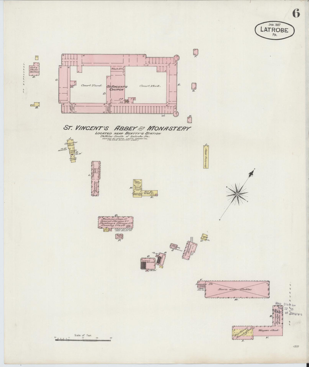 Sanborn Fire Insurance Map from Latrobe, Westmoreland County, Pennsylvania (1887), Sheet #0006 - Historic Sanborn Fire Insurance Map Print, vintage old map wall art, antique decor, genealogy gift, Pennsylvania Pennsylvania map