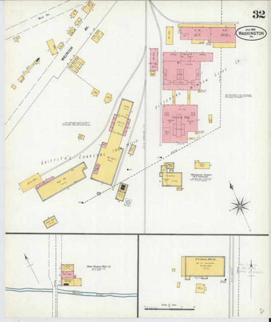 Sanborn Fire Insurance Map from Washington, Washington County, Pennsylvania (1904), Sheet #0032 - Historic Sanborn Fire Insurance Map Print, vintage old map wall art, antique decor, genealogy gift, Sanborn Fire Insurance Map from Washington Washington map