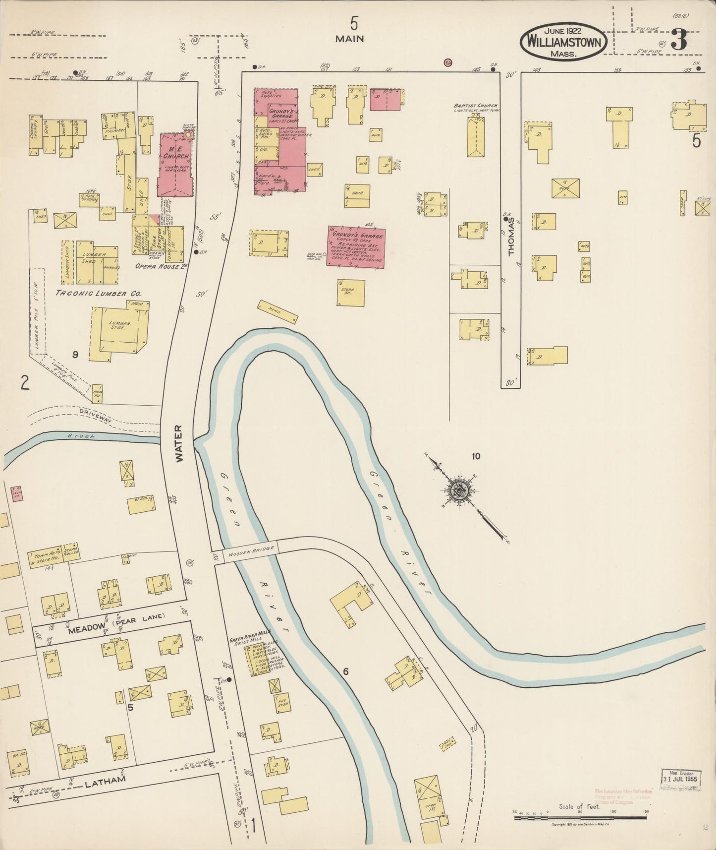 Sanborn Fire Insurance Map from Williamstown, Berkshire County, Massachusetts (1922), Sheet #0003 - Complete Map Set gallery image, historic Sanborn map, vintage wall art, Massachusetts Massachusetts