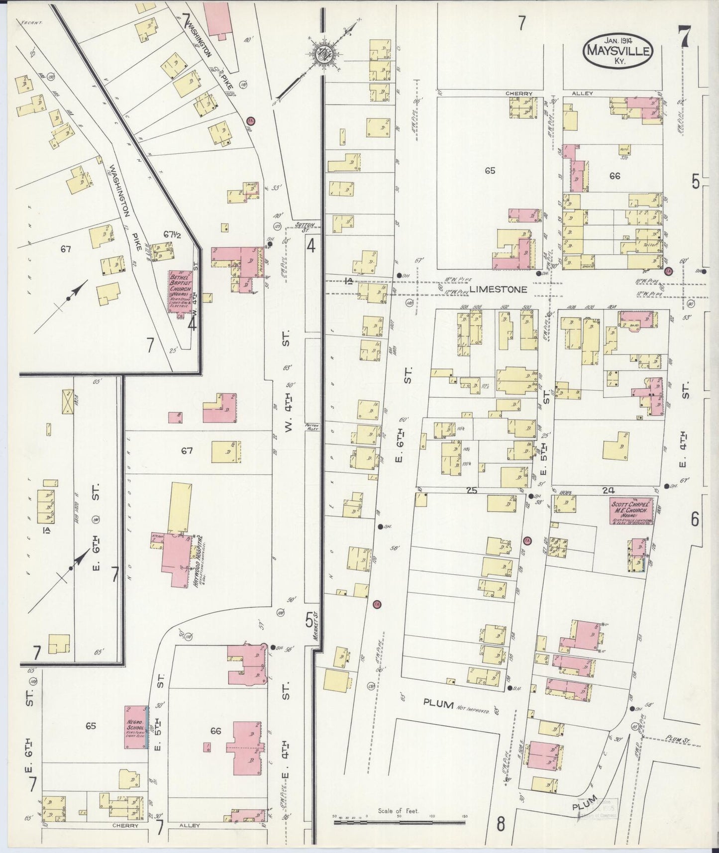 Sanborn Fire Insurance Map from Maysville, Mason County, Kentucky (1914), Sheet #0007 - Historic Sanborn Fire Insurance Map Print, vintage old map wall art, antique decor, genealogy gift, Kentucky Kentucky map