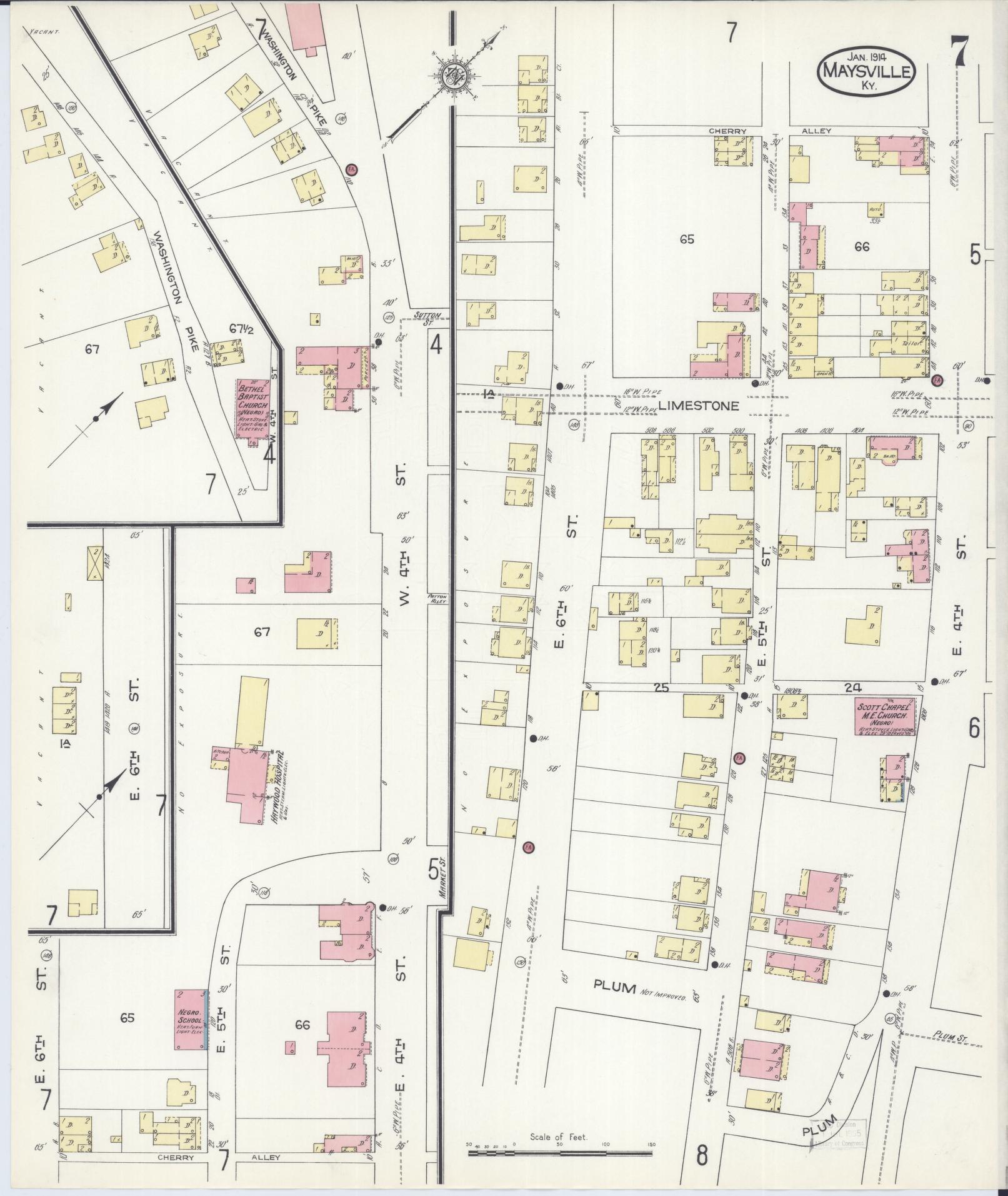 Sanborn Fire Insurance Map from Maysville, Mason County, Kentucky (1914), Sheet #0007 - Historic Sanborn Fire Insurance Map Print, vintage old map wall art, antique decor, genealogy gift, Kentucky Kentucky map