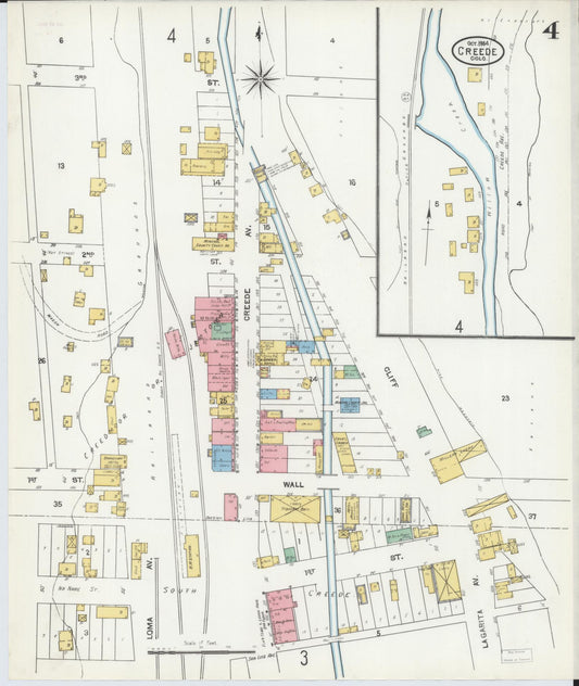 Sanborn Fire Insurance Map from Creede, Mineral County, Colorado (1904), Sheet #0004 - Historic Sanborn Fire Insurance Map Print, vintage old map wall art, antique decor, genealogy gift, Colorado Colorado map