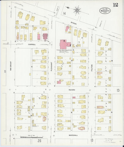Sanborn Fire Insurance Map from Mankato, Blue Earth County, Minnesota (1908), Sheet #0012 - Complete Map Set gallery image, historic Sanborn map, vintage wall art, Minnesota Minnesota