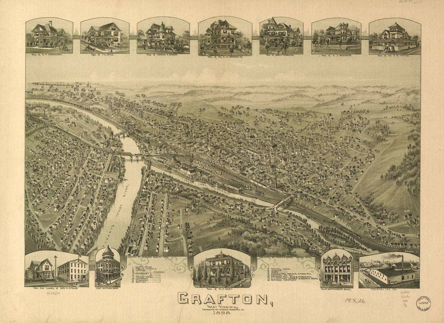 Grafton, West Virginia 1898. (1898) – Historic Bird’s-Eye View Panorama Print