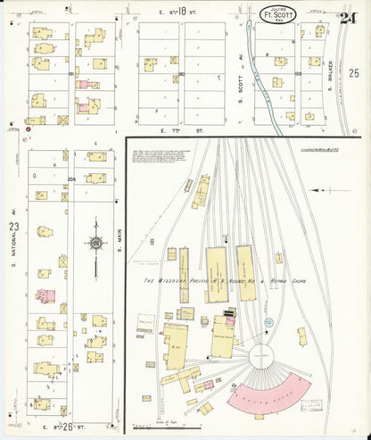 Sanborn Fire Insurance Map from Fort Scott, Bourbon County, Kansas (1912), Sheet #0024 - Complete Map Set gallery image, historic Sanborn map, vintage wall art, Kansas Kansas