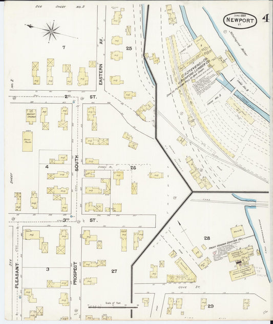 Sanborn Fire Insurance Map from Newport, Orleans County, Vermont (1889), Sheet #0004 - Historic Sanborn Fire Insurance Map Print, vintage old map wall art, antique decor, genealogy gift, Vermont Vermont map