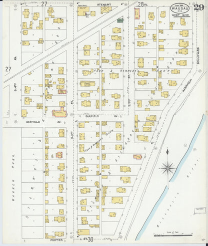 Sanborn Fire Insurance Map from Wausau, Marathon County, Wisconsin (1904), Sheet #0029 - Complete Map Set gallery image, historic Sanborn map, vintage wall art, Wisconsin Wisconsin