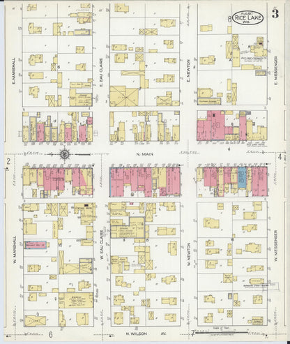 Sanborn Fire Insurance Map from Rice Lake, Barron County, Wisconsin (1917), Sheet #0003 - Complete Map Set gallery image, historic Sanborn map, vintage wall art, Wisconsin Wisconsin