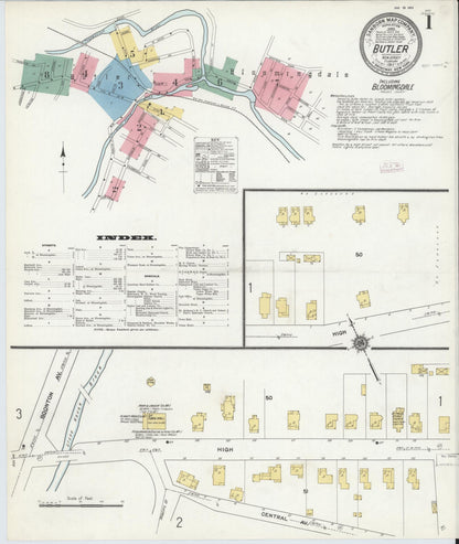 Sanborn Fire Insurance Map from Butler, Morris County, New Jersey (1911), Sheet #0001 - Historic Sanborn Fire Insurance Map Print, vintage old map wall art, antique decor, genealogy gift, New Jersey New Jersey map