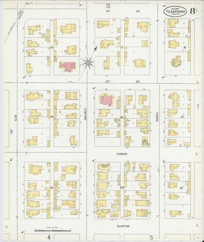 Sanborn Fire Insurance Map from Texarkana, Bowie County, Texas (1900), Sheet #0008 - Complete Map Set gallery image, historic Sanborn map, vintage wall art, Texas Texas