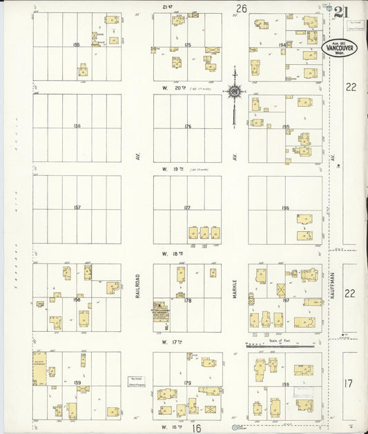 Sanborn Fire Insurance Map from Vancouver, Clark County, Washington (1911), Sheet #0021 - Historic Sanborn Fire Insurance Map Print, vintage old map wall art, antique decor, genealogy gift, Washington Washington map