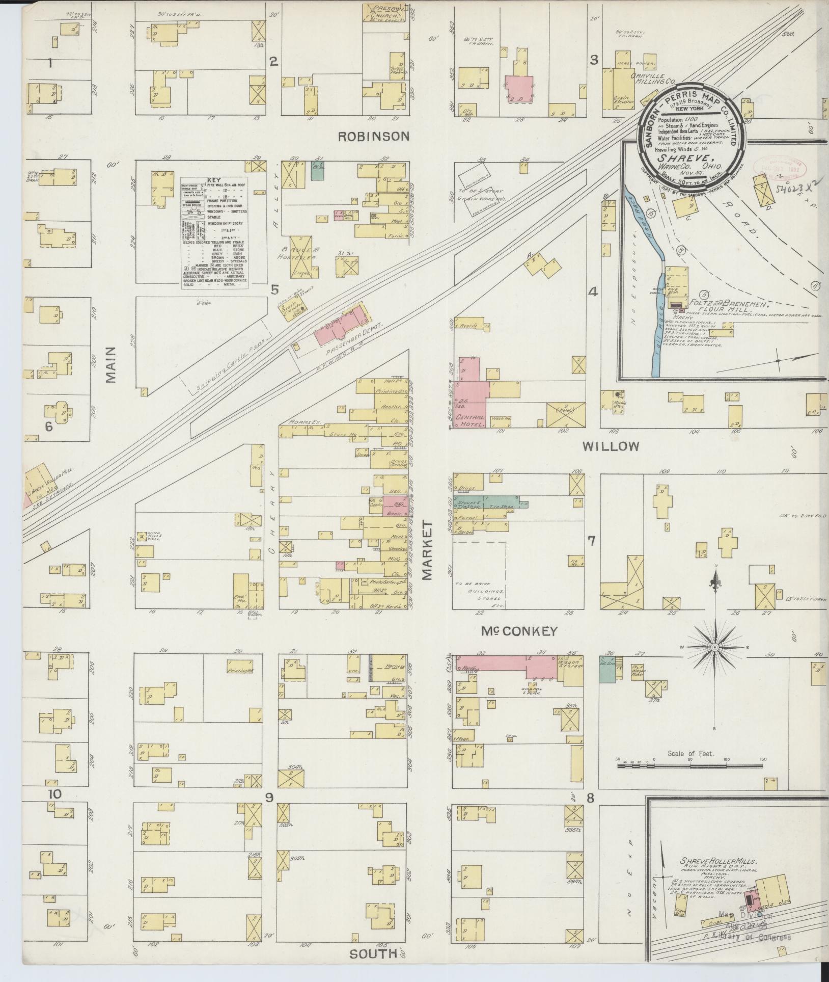 Sanborn Fire Insurance Map from Shreve, Wayne County, Ohio (1892), Sheet #0001 - Historic Sanborn Fire Insurance Map Print, vintage old map wall art, antique decor, genealogy gift, Ohio Ohio map