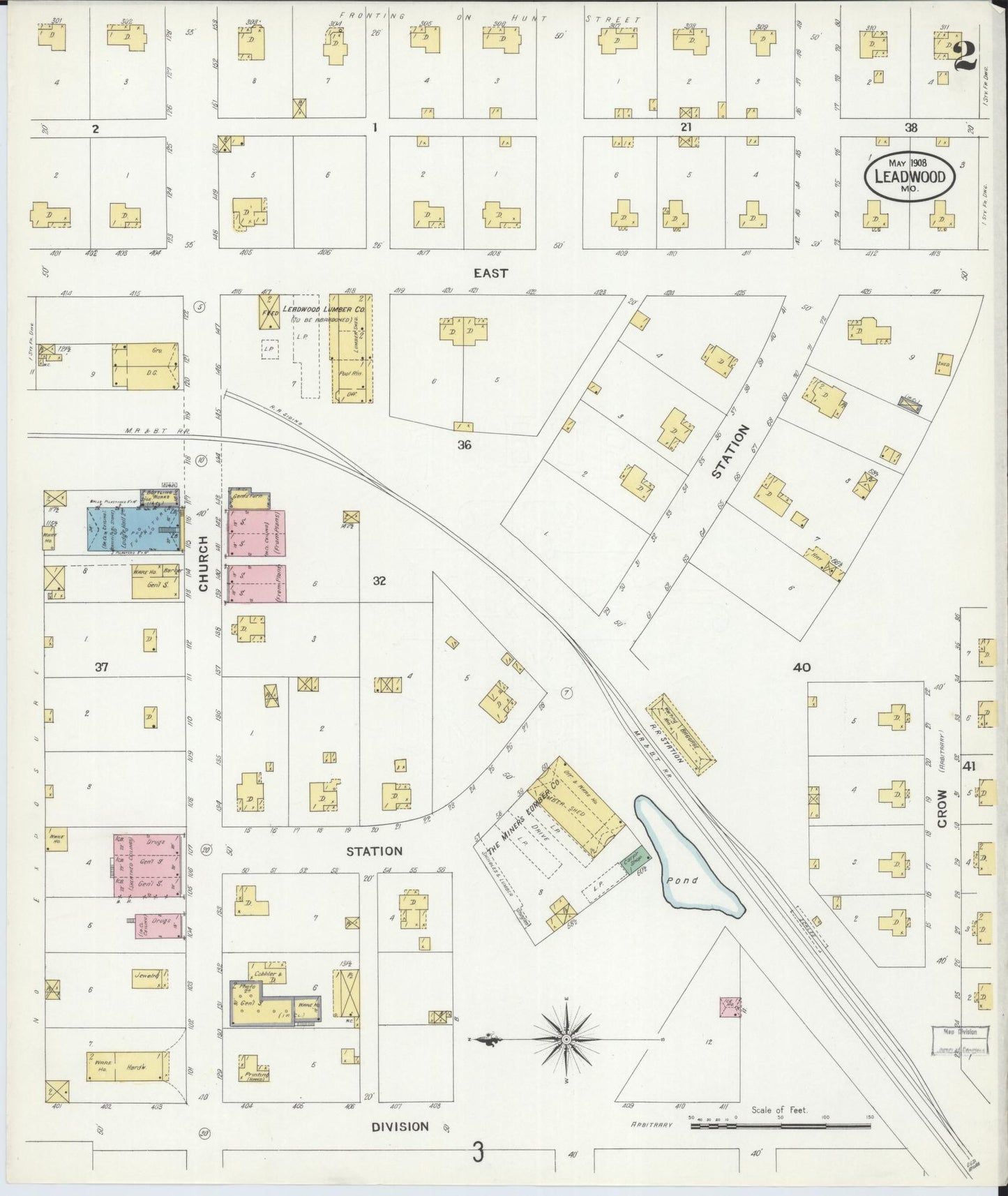 Sanborn Fire Insurance Map from Leadwood, Saint Francois County, Missouri (1908), Sheet #0002 - Complete Map Set gallery image, historic Sanborn map, vintage wall art, Missouri Missouri