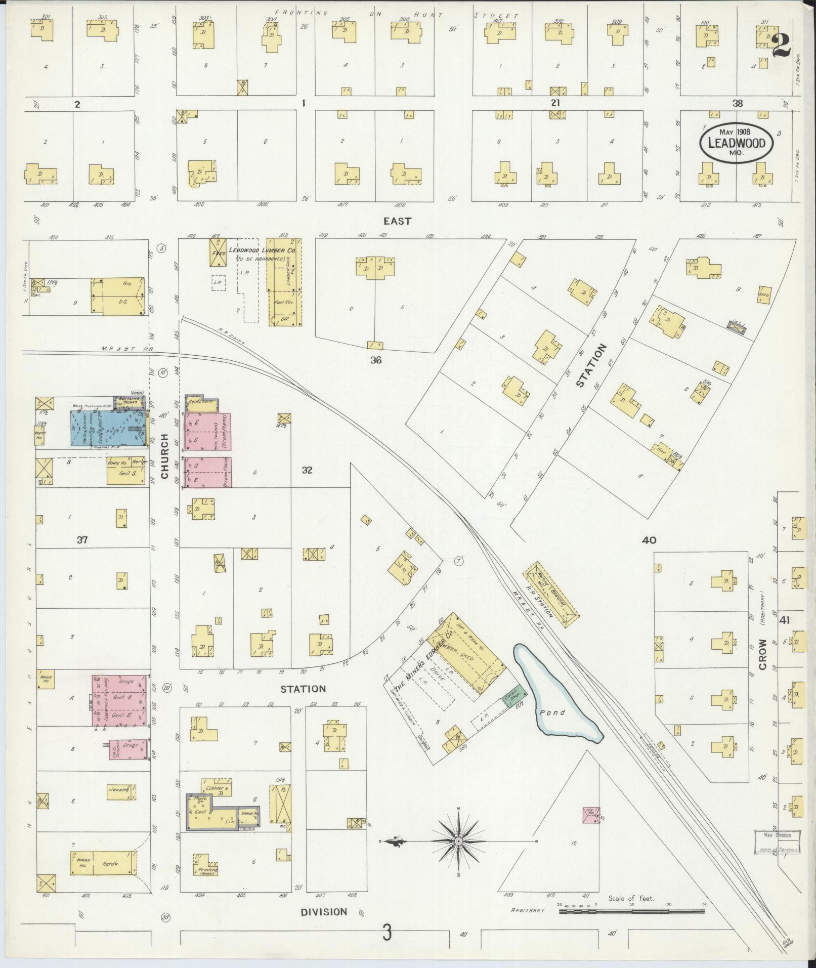 Sanborn Fire Insurance Map from Leadwood, Saint Francois County, Missouri (1908), Sheet #0002 - Complete Map Set gallery image, historic Sanborn map, vintage wall art, Missouri Missouri