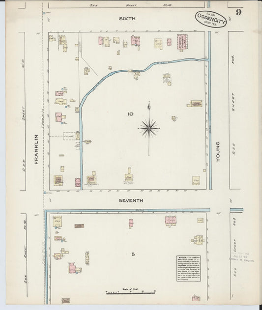 Sanborn Fire Insurance Map from Ogden, Weber County, Utah (1884), Sheet #0009 - Historic Sanborn Fire Insurance Map Print, vintage old map wall art, antique decor, genealogy gift, Utah Utah map