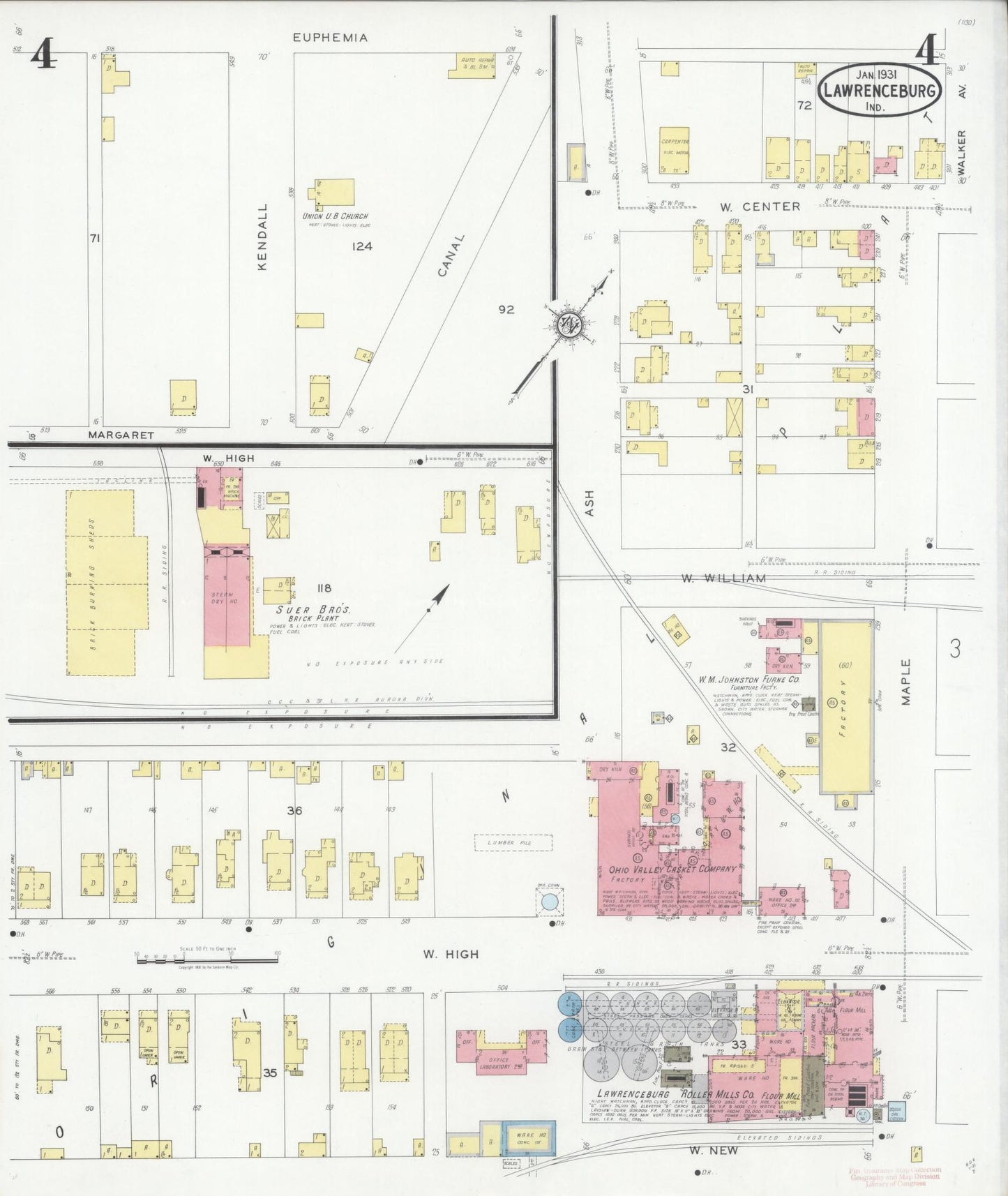 Sanborn Fire Insurance Map from Lawrenceburg, Dearborn County, Indiana (1931), Sheet #0004 - Complete Map Set gallery image, historic Sanborn map, vintage wall art, Indiana Indiana