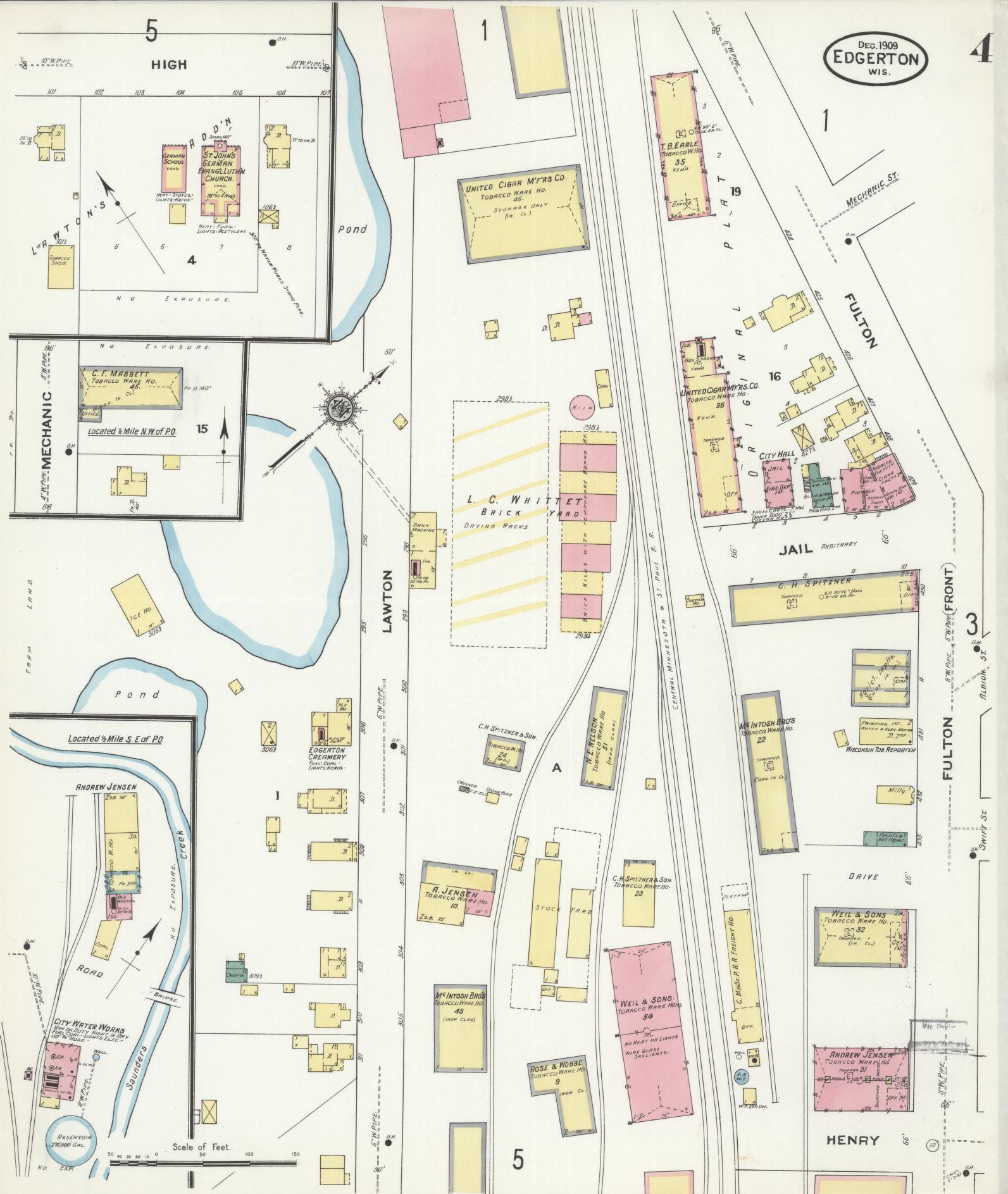 Sanborn Fire Insurance Map from Edgerton, Rock County, Wisconsin (1909), Sheet #0004 - Complete Map Set gallery image, historic Sanborn map, vintage wall art, Wisconsin Wisconsin