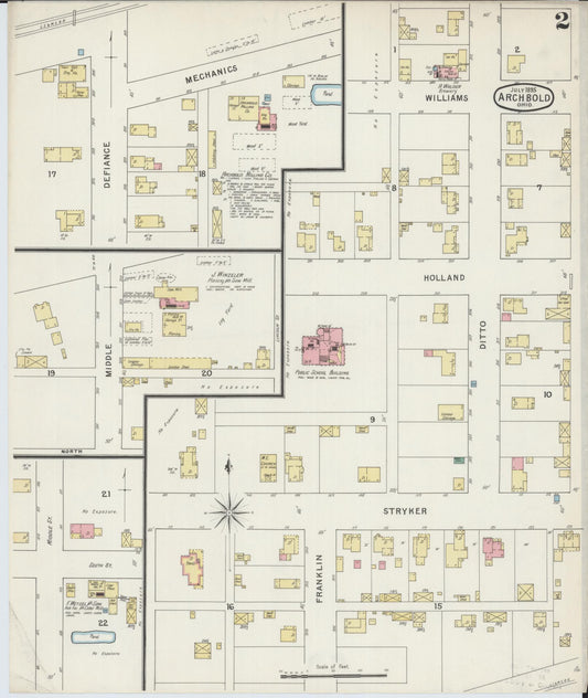 Sanborn Fire Insurance Map from Archbold, Fulton County, Ohio (1895), Sheet #0002 - Historic Sanborn Fire Insurance Map Print, vintage old map wall art, antique decor, genealogy gift, Ohio Ohio map
