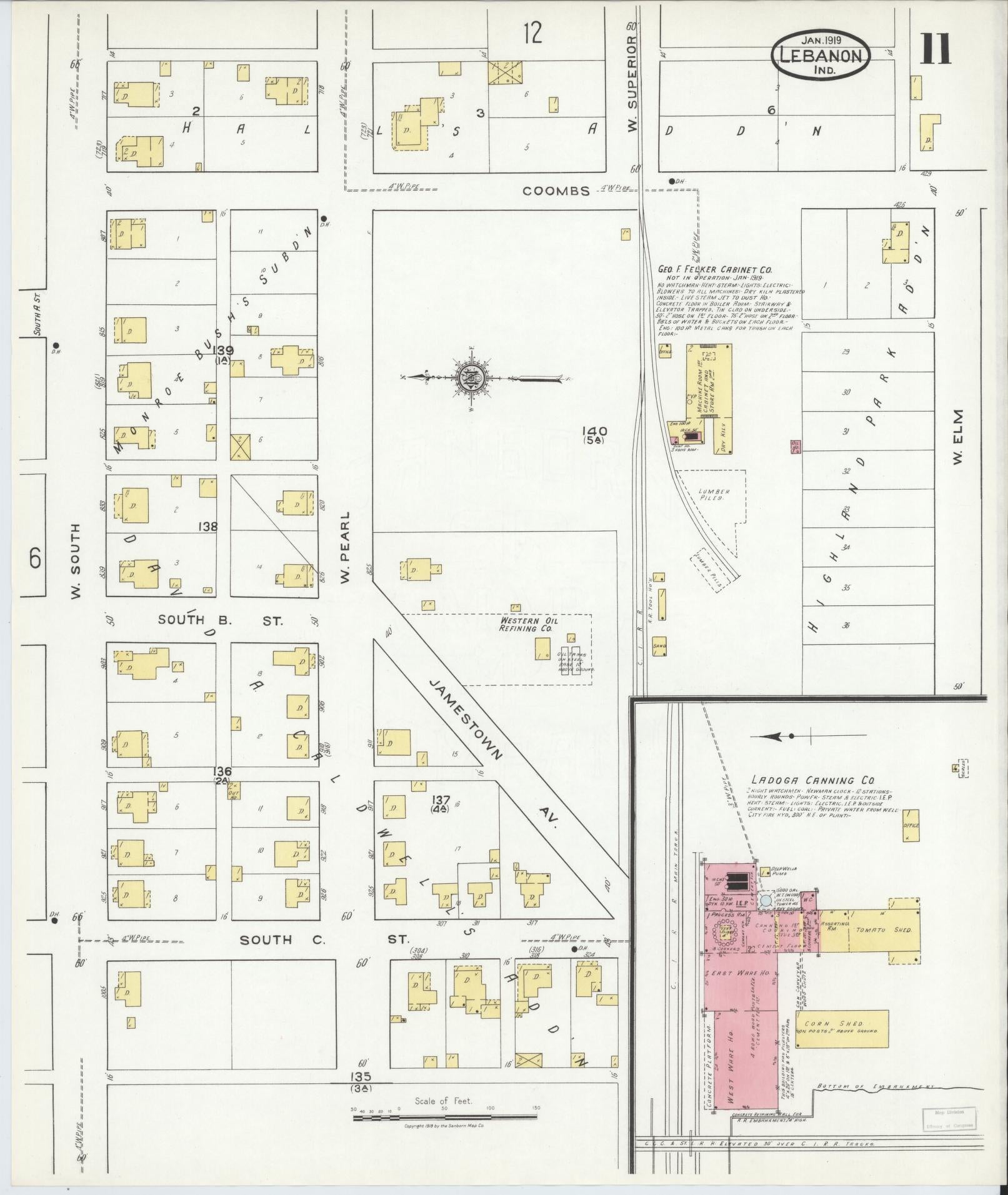 Sanborn Fire Insurance Map from Lebanon, Boone County, Indiana (1919), Sheet #0011 - Complete Map Set gallery image, historic Sanborn map, vintage wall art, Indiana Indiana