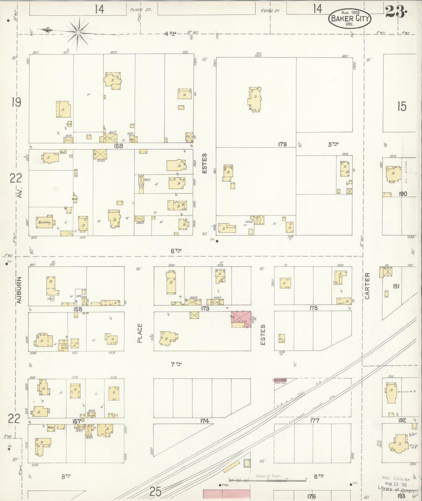Sanborn Fire Insurance Map from Baker, Baker County, Oregon (1903), Sheet #0023 - Historic Sanborn Fire Insurance Map Print, vintage old map wall art, antique decor, genealogy gift, Oregon Oregon map