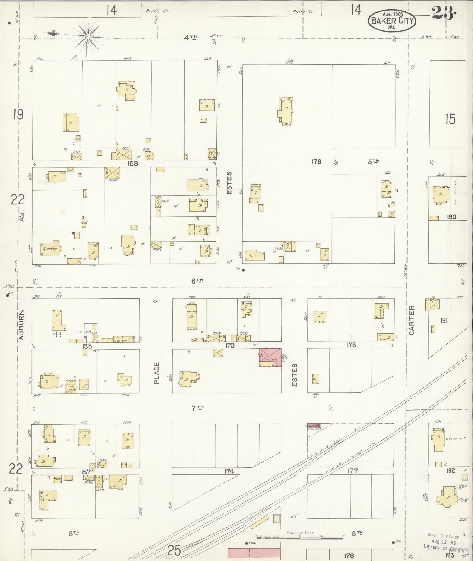 Sanborn Fire Insurance Map from Baker, Baker County, Oregon (1903), Sheet #0023 - Historic Sanborn Fire Insurance Map Print, vintage old map wall art, antique decor, genealogy gift, Oregon Oregon map