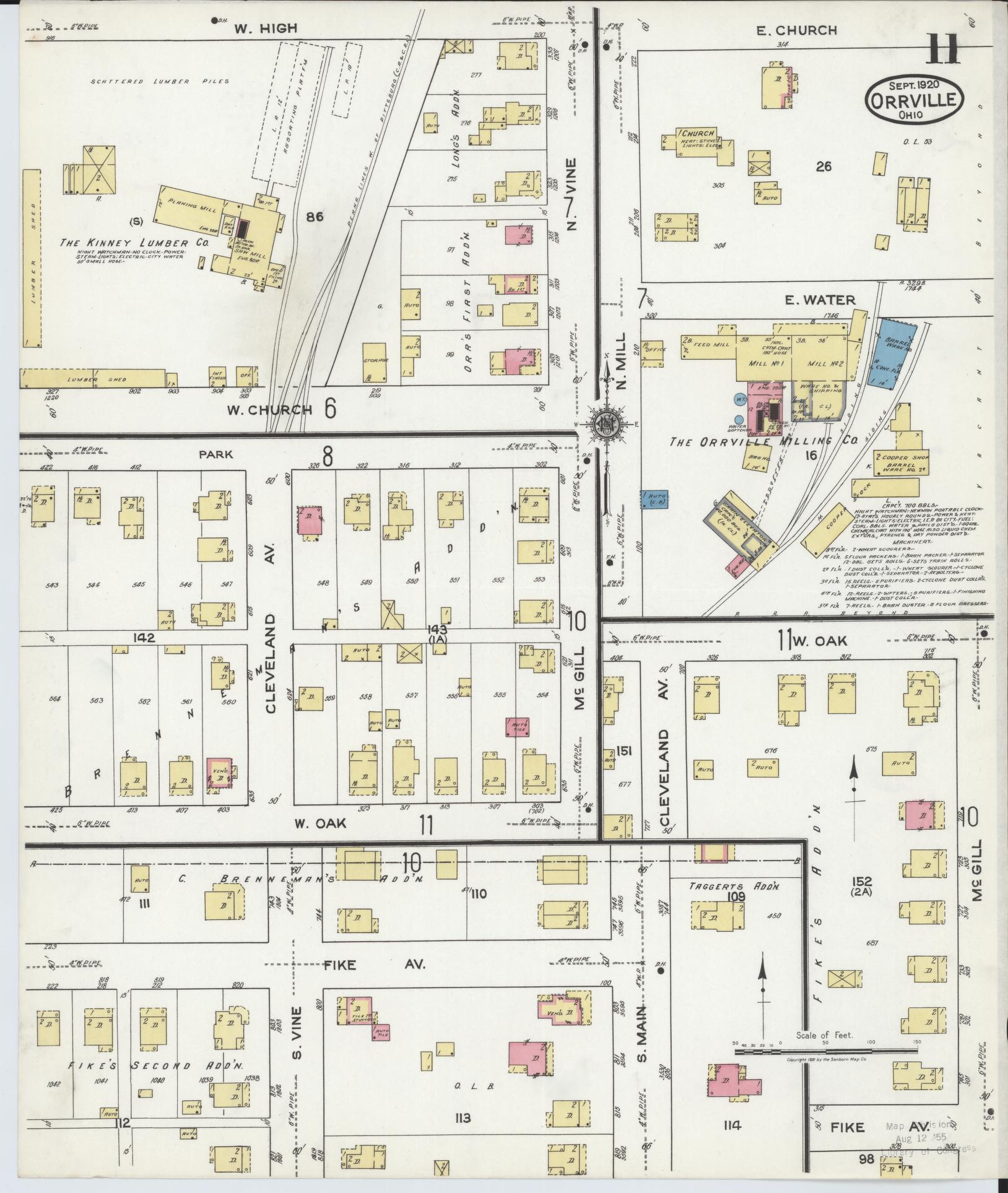 Sanborn Fire Insurance Map from Orrville, Wayne County, Ohio (1920), Sheet #0011 - Historic Sanborn Fire Insurance Map Print, vintage old map wall art, antique decor, genealogy gift, Ohio Ohio map