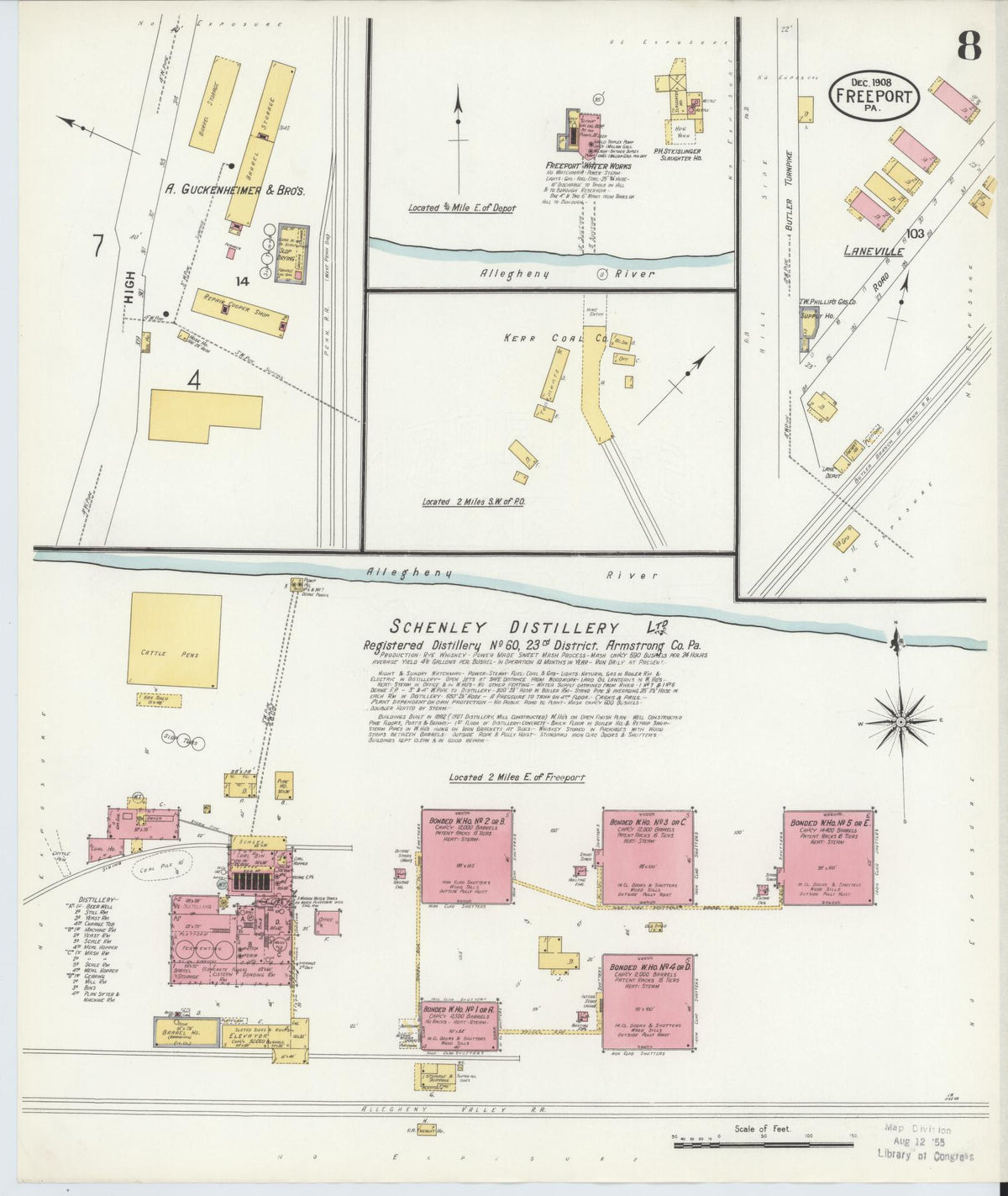 Sanborn Fire Insurance Map from Freeport, Armstrong County, Pennsylvania (1908), Sheet #0008 - Complete Map Set gallery image, historic Sanborn map, vintage wall art, Pennsylvania Pennsylvania