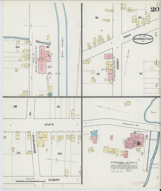 Sanborn Fire Insurance Map from Schenectady, Schenectady County, New York (1889), Sheet #0020 - Historic Sanborn Fire Insurance Map Print, vintage old map wall art, antique decor, genealogy gift, New York New York map