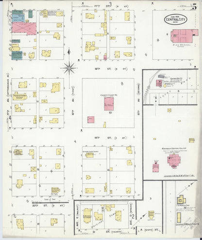 Sanborn Fire Insurance Map from Central City, Merrick County, Nebraska (1909), Sheet #0005 - Complete Map Set gallery image, historic Sanborn map, vintage wall art, Nebraska Nebraska
