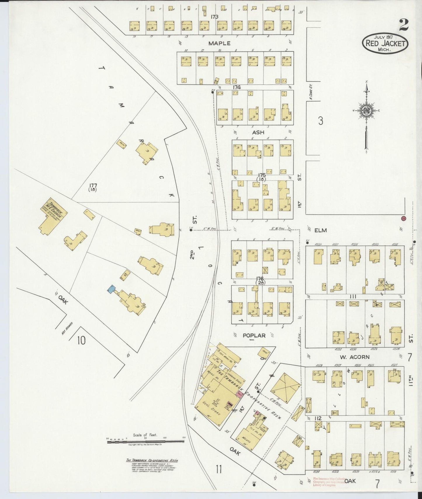 Sanborn Fire Insurance Map from Red Jacket, Houghton County, Michigan (1917), Sheet #0002 - Complete Map Set gallery image, historic Sanborn map, vintage wall art, Michigan Michigan