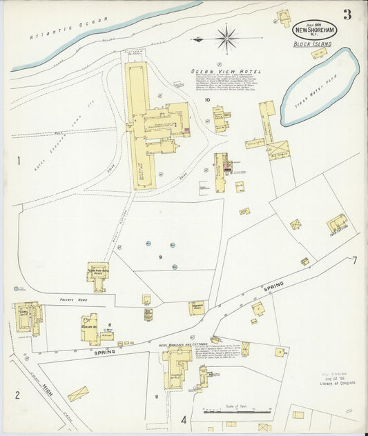 Sanborn Fire Insurance Map from New Shoreham, Newport County, Rhode Island (1909), Sheet #0003 - Historic Sanborn Fire Insurance Map Print, vintage old map wall art, antique decor, genealogy gift, Rhode Island Rhode Island map
