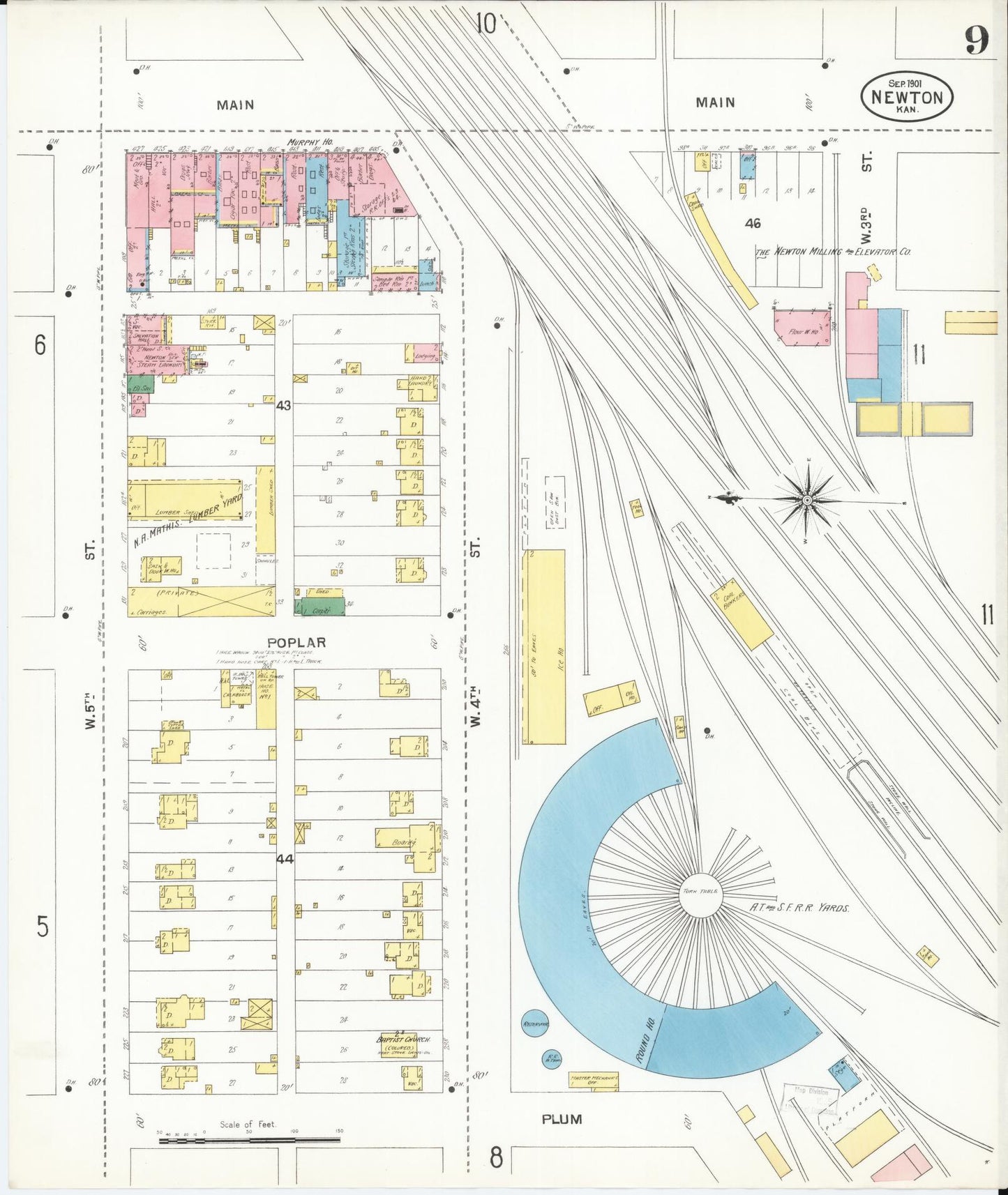 Sanborn Fire Insurance Map from Newton, Harvey County, Kansas (1901), Sheet #0009 - Complete Map Set gallery image, historic Sanborn map, vintage wall art, Kansas Kansas