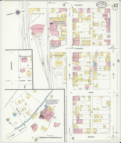 Sanborn Fire Insurance Map from Alton, Madison County, Illinois (1909), Sheet #0017 - Historic Sanborn Fire Insurance Map Print, vintage old map wall art, antique decor, genealogy gift, Illinois Illinois map