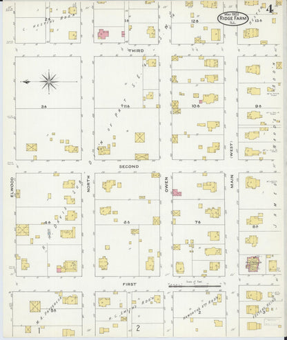 Sanborn Fire Insurance Map from Ridge Farm, Vermilion County, Illinois (1909), Sheet #0004 - Complete Map Set gallery image, historic Sanborn map, vintage wall art, Illinois Illinois