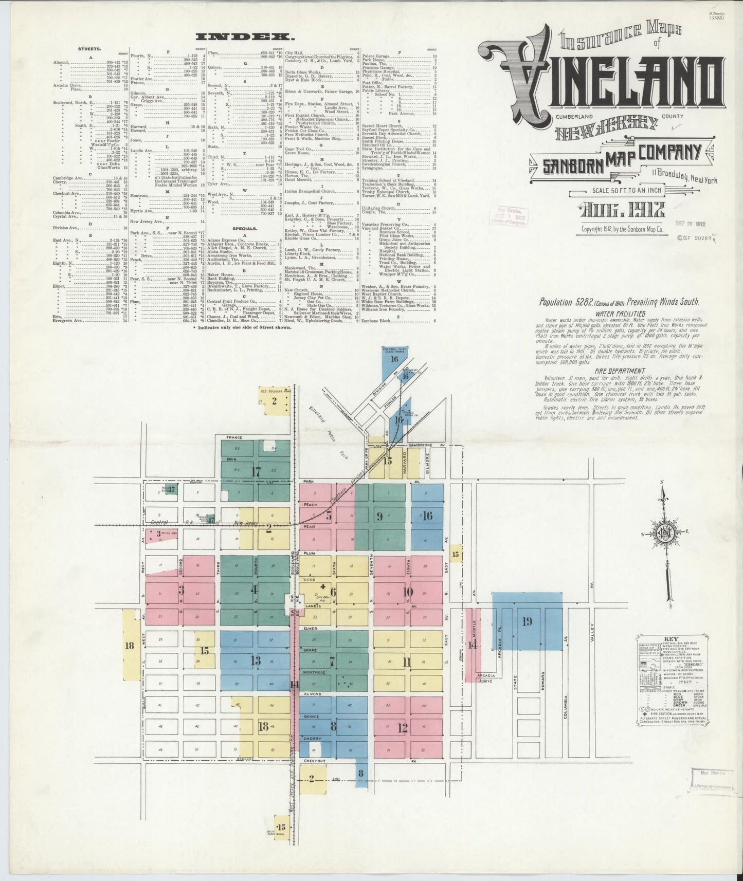 Sanborn Fire Insurance Map from Vineland, Cumberland County, New Jersey. (1912) – Historic Sanborn Fire Insurance Map Print