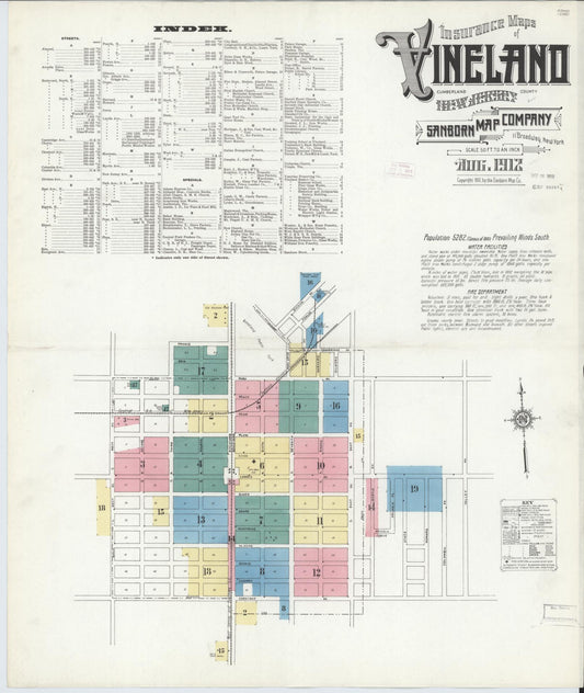 Sanborn Fire Insurance Map from Vineland, Cumberland County, New Jersey. (1912) – Historic Sanborn Fire Insurance Map Print