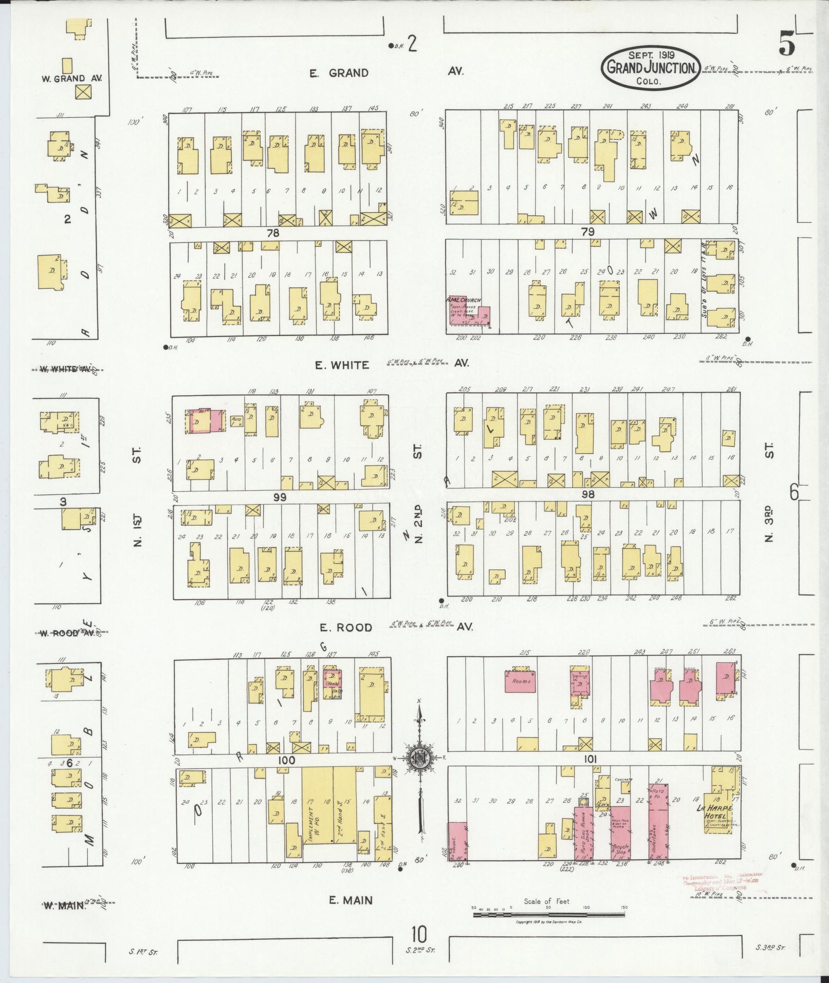 Sanborn Fire Insurance Map from Grand Junction, Mesa County, Colorado (1919), Sheet #0005 - Complete Map Set gallery image, historic Sanborn map, vintage wall art, Colorado Colorado