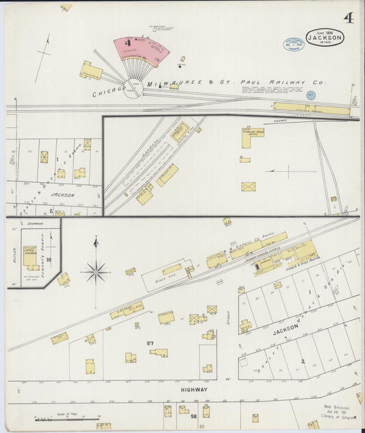 Sanborn Fire Insurance Map from Jackson, Jackson County, Minnesota (1894), Sheet #0004 - Historic Sanborn Fire Insurance Map Print, vintage old map wall art, antique decor, genealogy gift, Minnesota Minnesota map