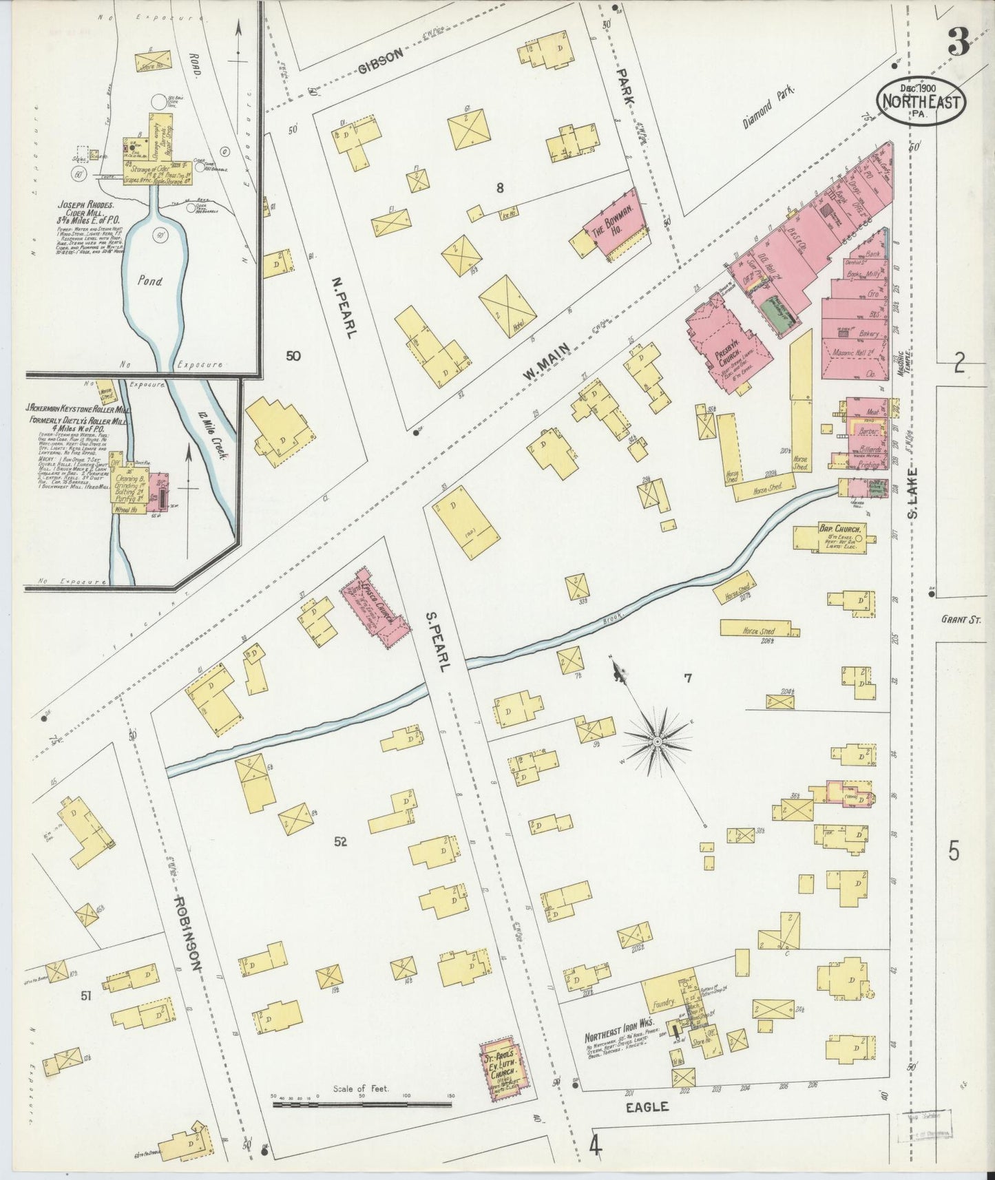 Sanborn Fire Insurance Map from North East, Erie County, Pennsylvania (1900), Sheet #0003 - Complete Map Set gallery image, historic Sanborn map, vintage wall art, Pennsylvania Pennsylvania
