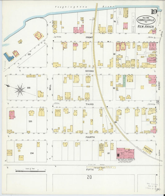 Sanborn Fire Insurance Map from Connellsville, Fayette County, Pennsylvania (1908), Sheet #0019 - Historic Sanborn Fire Insurance Map Print, vintage old map wall art, antique decor, genealogy gift, Pennsylvania Pennsylvania map