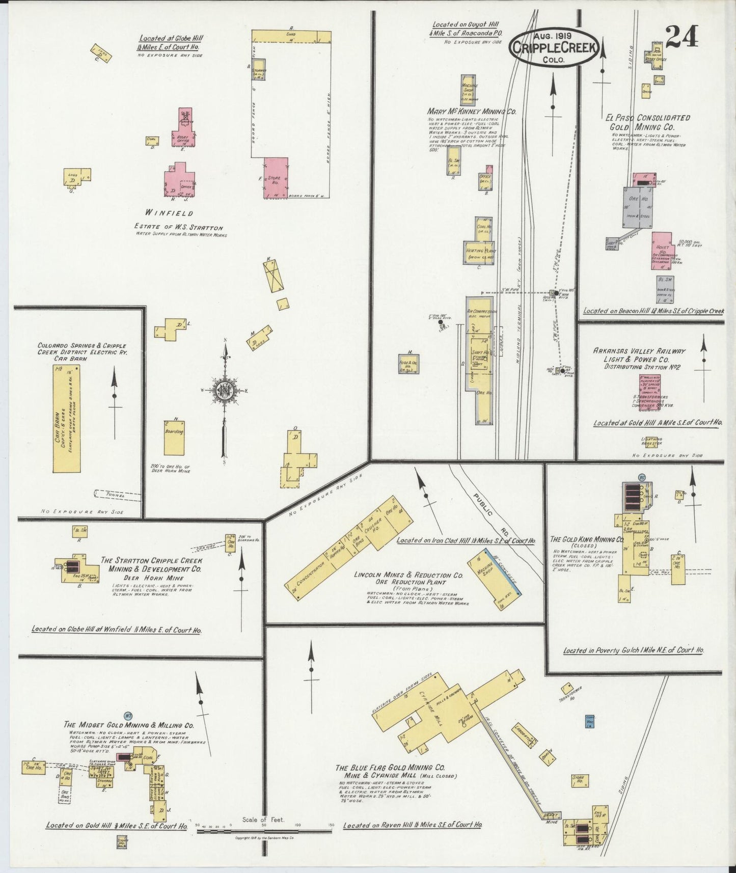 Sanborn Fire Insurance Map from Cripple Creek, Teller County, Colorado (1919), Sheet #0024 - Complete Map Set gallery image, historic Sanborn map, vintage wall art, Colorado Colorado