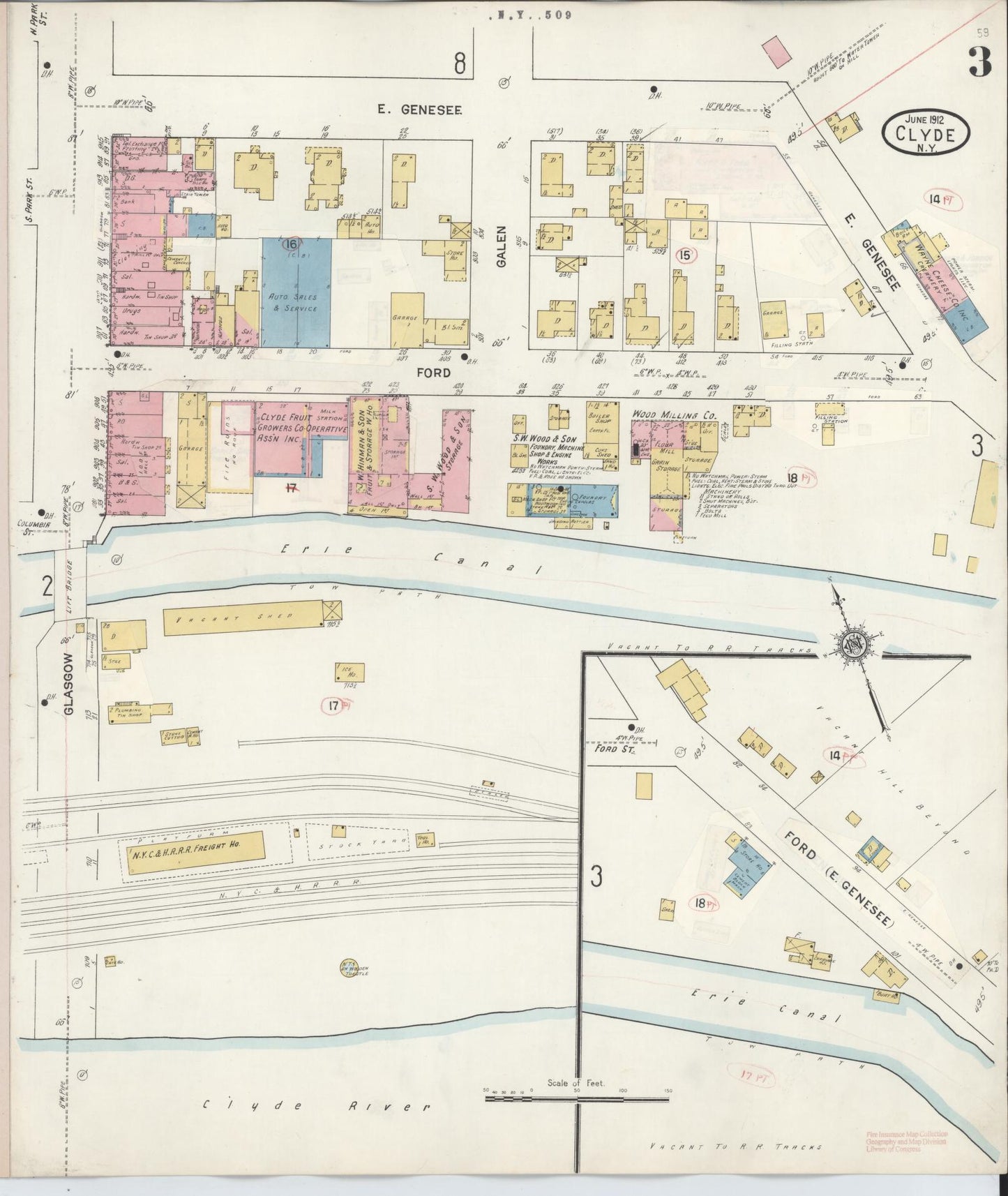 Sanborn Fire Insurance Map from Clyde, Wayne County, New York (1932), Sheet #0003 - Complete Map Set gallery image, historic Sanborn map, vintage wall art, New York New York