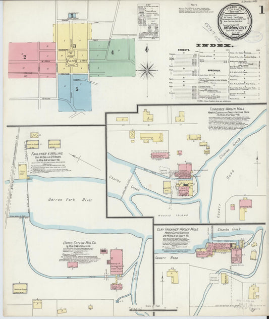 Sanborn Fire Insurance Map from McMinnville, Warren County, Tennessee (1897), Sheet #0001 - Historic Sanborn Fire Insurance Map Print, vintage old map wall art, antique decor, genealogy gift, Tennessee Tennessee map