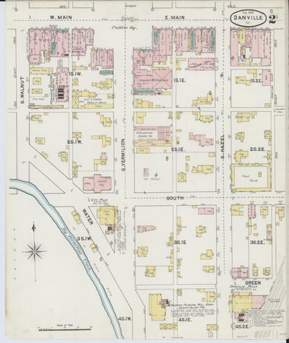 Sanborn Fire Insurance Map from Danville, Vermilion County, Illinois (1890), Sheet #0002 - Complete Map Set gallery image, historic Sanborn map, vintage wall art, Illinois Illinois