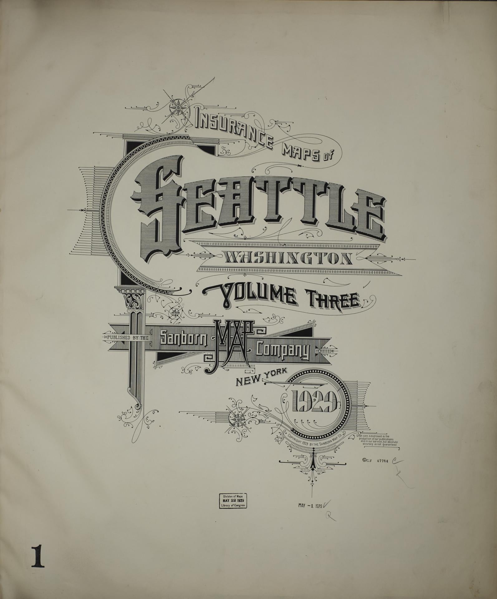 Sanborn Fire Insurance Map from Seattle, King County, Washington (1929), Sheet #0001 - Historic Sanborn Fire Insurance Map Print, vintage old map wall art, antique decor, genealogy gift, Washington Washington map