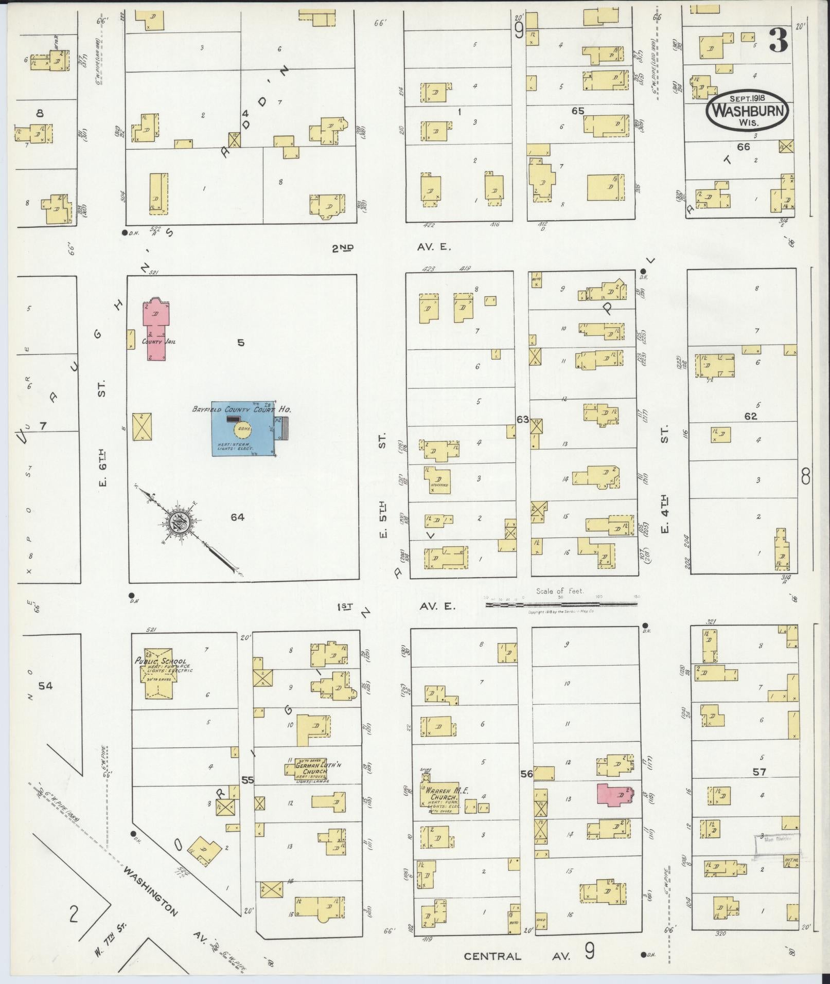 Sanborn Fire Insurance Map from Washburn, Bayfield County, Wisconsin (1918), Sheet #0003 - Complete Map Set gallery image, historic Sanborn map, vintage wall art, Wisconsin Wisconsin
