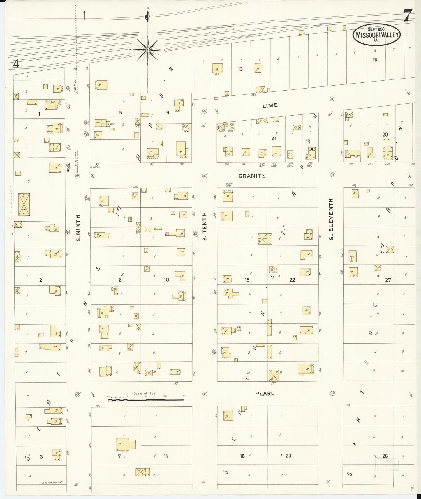 Sanborn Fire Insurance Map from Missouri Valley, Harrison County, Iowa (1908), Sheet #0007 - Historic Sanborn Fire Insurance Map Print